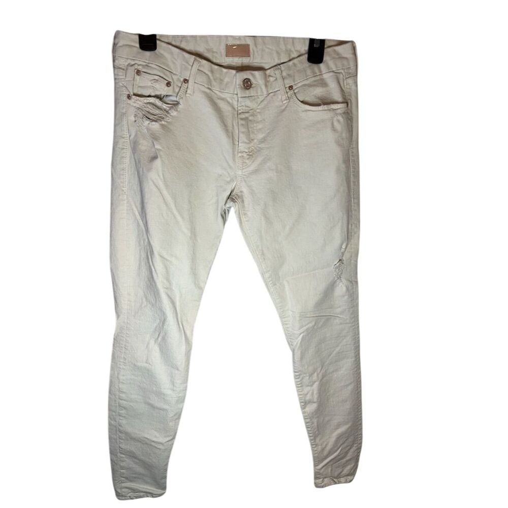 Mother The Looker Women's Size 31 Beige Destroyed Skinny Jeans